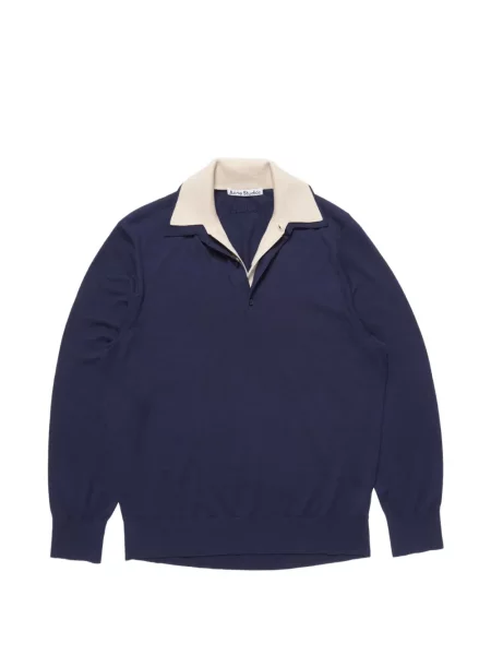 Gulerat pulover Acne Studios de mătase albastru
