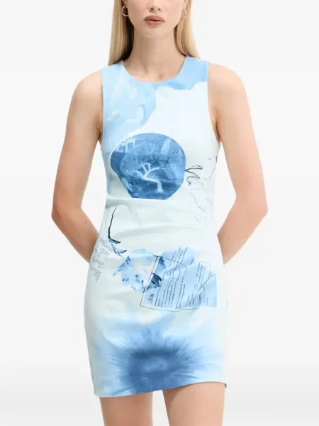 Rochie mini Desigual fără mâneci albastru