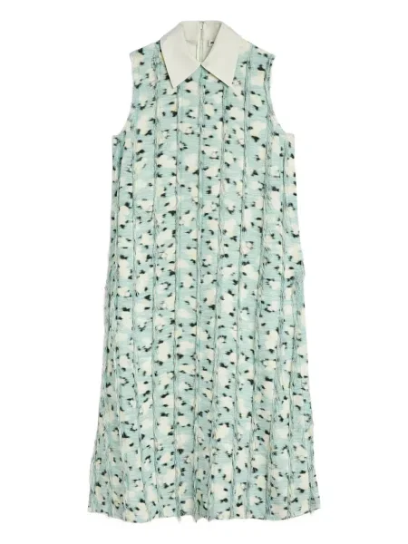 Rochie midi Jil Sander cu franjuri până la genunchi de costum verde