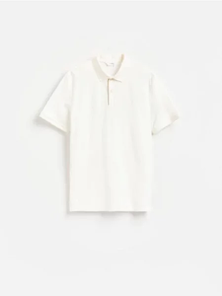 Reserved Tricou polo regular fit structurată crem