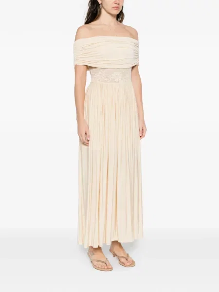 Rochie maxi Zimmermann plisată din dantelă de costum