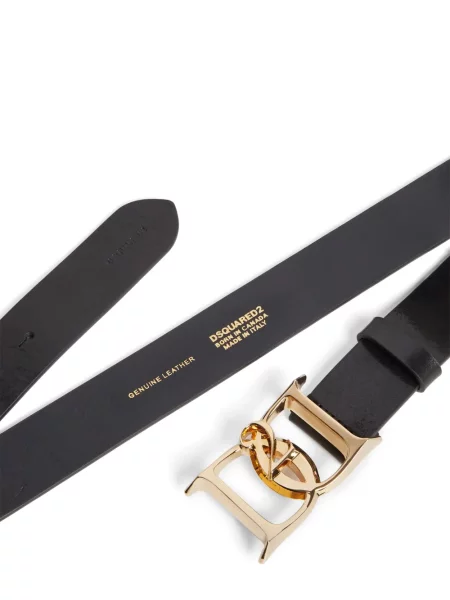 Pasek Dsquared2 skórzany z logo czarny
