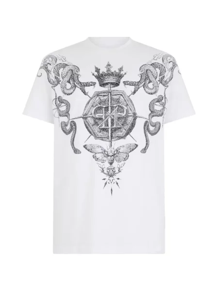 Tricou Philipp Plein cu imagine cu decolteu rotund alb