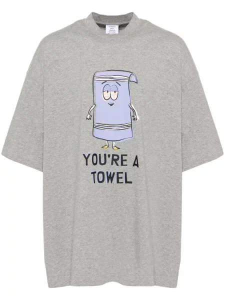 Tricou Vetements cu imagine gri