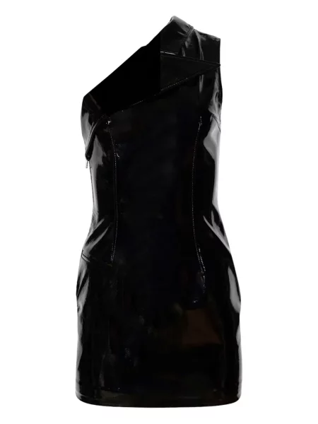 Mała sukienka mini Laquan Smith na jednym ramieniu garniturowa czarna