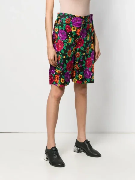 Květinové kraťasy Comme Des Garçons Pre-owned bez podpatku s potiskem černé