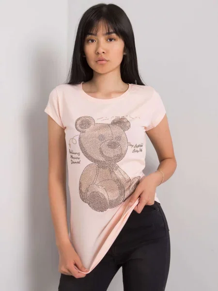 Tricou Fashionhunters cu strasuri roz