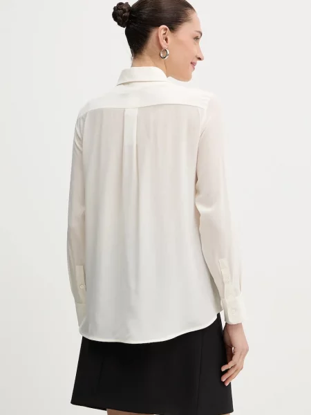 Weekend Max Mara cămașă de mătase CURVONE cu guler clasic regular bej