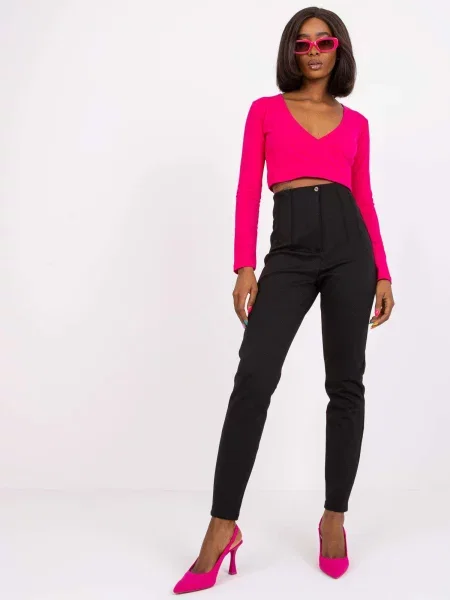 Leggings Fashionhunters cu talie înaltă negru