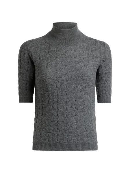 Pulover Etro de lână cu model paisley gri