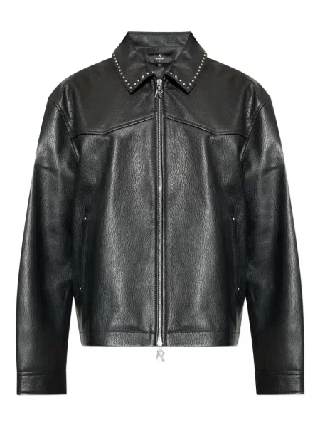 Geanta de piele Represent cu tepi negru