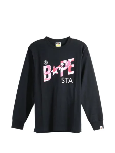 Lung tricou A Bathing Ape® cu imagine negru