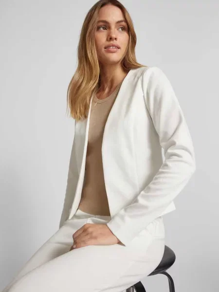 Żakiet o kroju regular fit z przodem bez zapięcia model ‘KATE’ Ichi biała