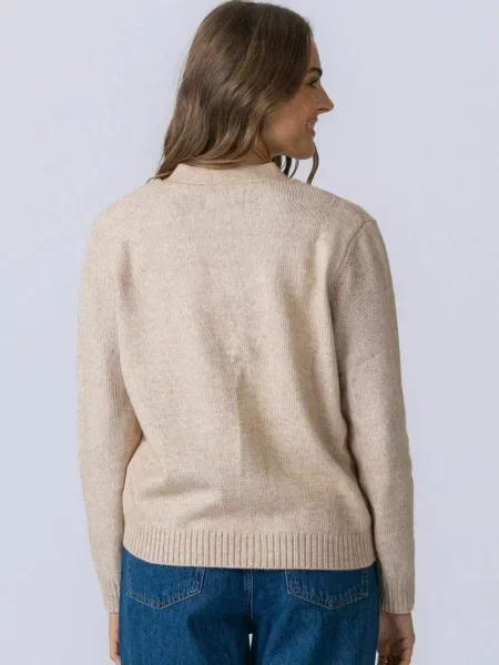 TEESHOPPEN Kardigán Knitted Cardigan bézs