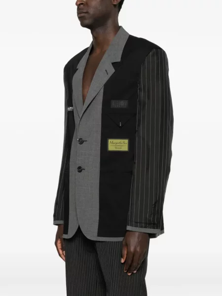 Ριγέ μπλέιζερ Mm6 Maison Margiela μαύρο