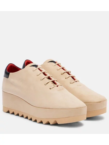 Sneakerși Stella Mccartney din piele de căprioară cu pană bej