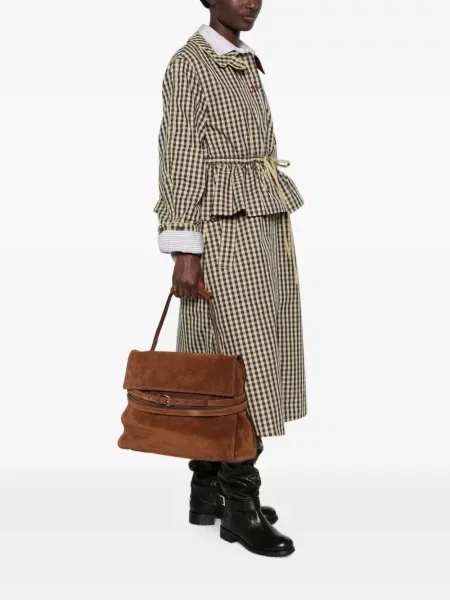 Cu centură curea Moschino din piele de căprioară maro