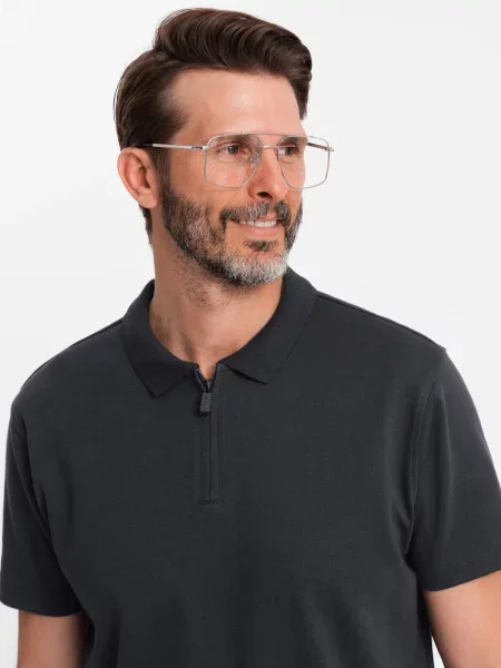 Поло тениска Ombre на райета черно