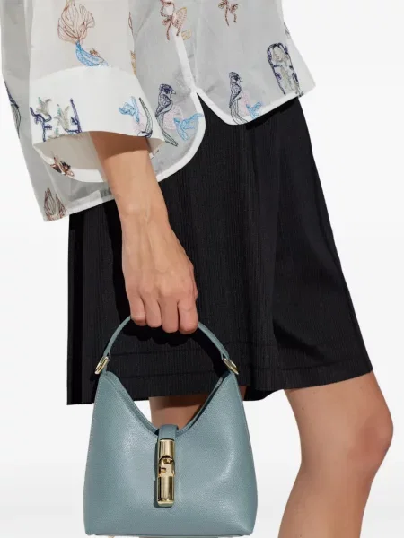 Geantă shopper Furla din piele albastru