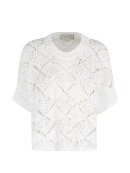 Pulover Antonelli cu imprimeu geometric alb