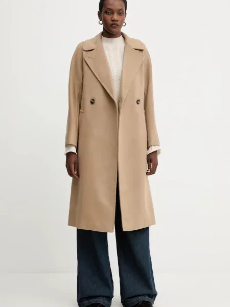 Вълнено палто Weekend Max Mara RESINA зелено бежово