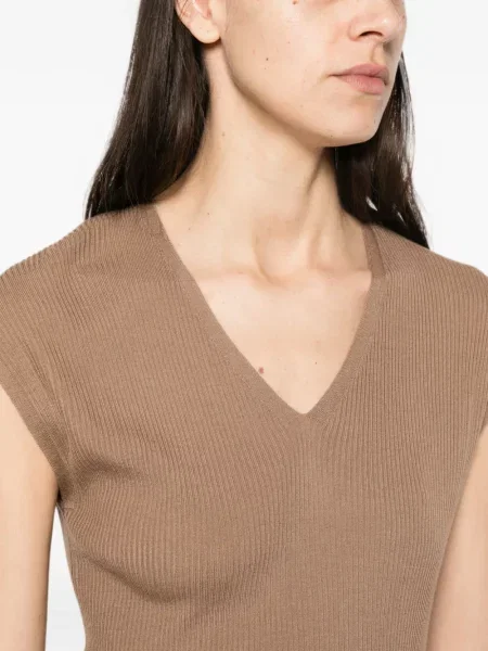 Top 's Max Mara cu decolteu în V maro