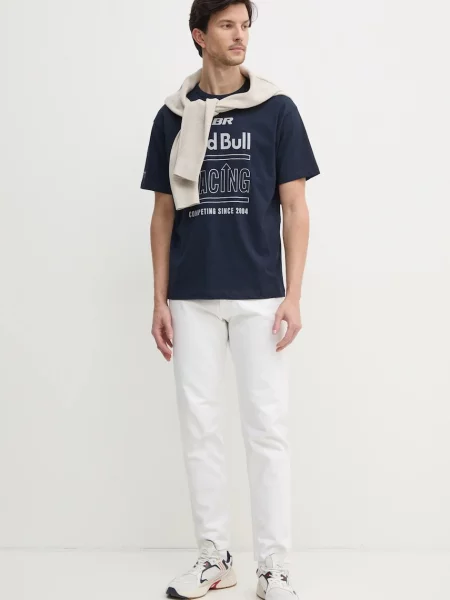 Футболка Red Bull Racing x Pepe Jeans RACING HISTORY TEE синій з принтом червона