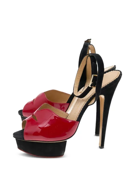 Sandale Charlotte Olympia din piele cu platformă de lac roșu