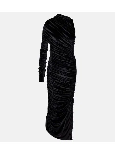Rochie maxi Mugler de catifea de costum negru