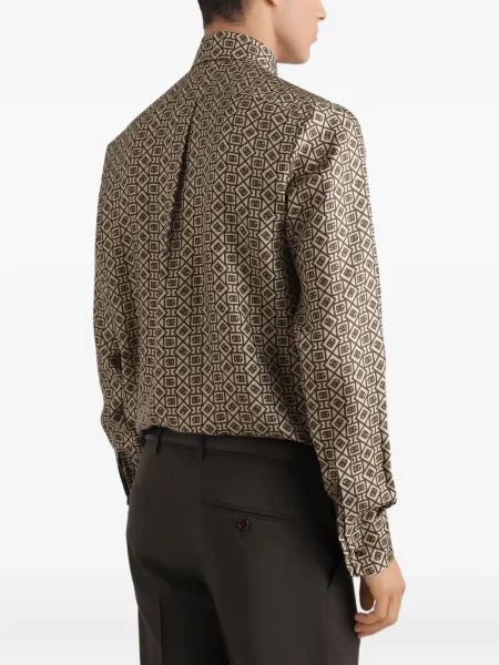 Cămașă Dolce & Gabbana cu imprimeu geometric maro