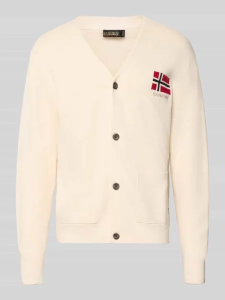 Kardigan z wyhaftowanym logo model TARANGER' Napapijri biały