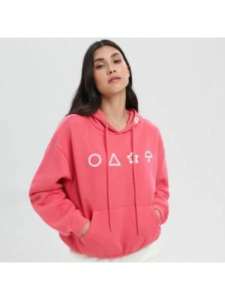 Sinsay Mikina s kapucí Squid Game Růžová