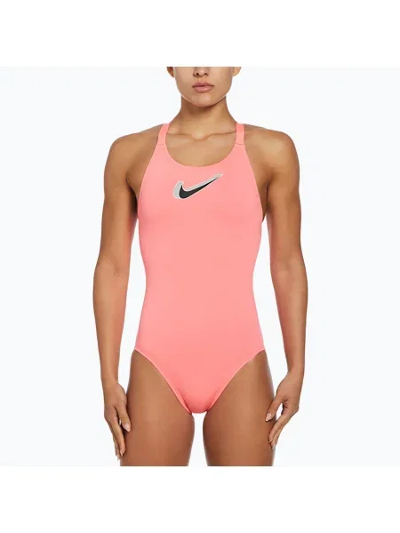 Női egyrészes fürdőruha Nike Hydrastrong 3D Swoosh Fastback Fastback forró puncs. Méret: 34 rózsaszín