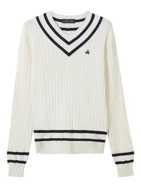 Pulover Brooks Brothers cu broderie alb
