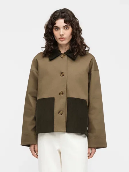 Barbour Prechodná bunda Cloverdale tmavohnedá / kaki zelená