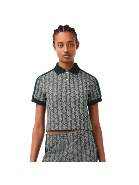 Koszulka Lacoste Contrast Collar Monogram zielona