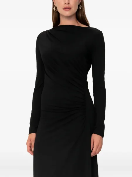 Rochie midi Viveh drapată până la genunchi de costum negru