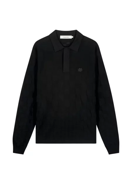 Tricou polo Filling Pieces în carouri tricotate negru
