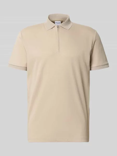 Koszulka polo o kroju regular fit z mieszanki bawełny model ‘FAVE’ Selected Homme beżowe