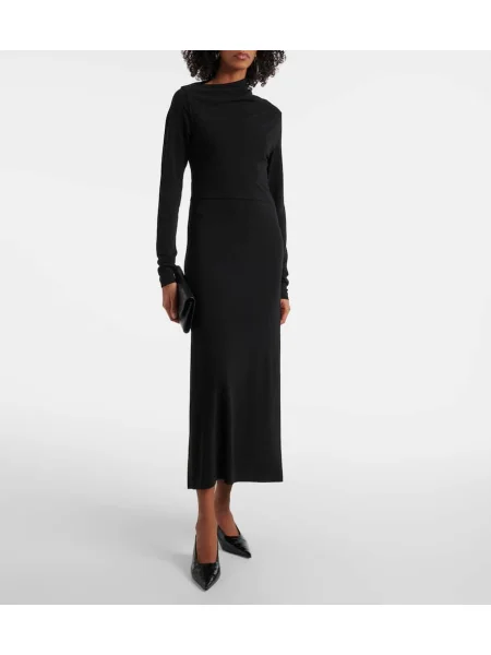 Rochie maxi Toteme din jerseu drapată de costum negru
