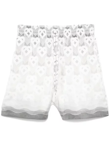 Pantaloni scurți Casablanca de mătase cu motiv cu inimi gri