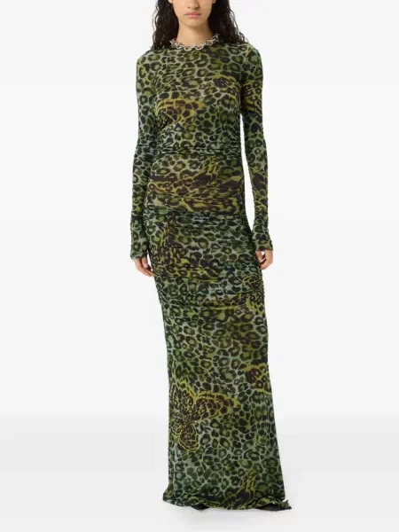 Rochie maxi Blumarine cu volane verde