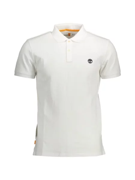 Tricou polo Timberland cu autograf alb