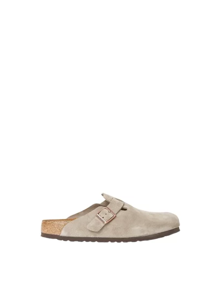Birkenstock klapki zamszowe Boston beżowe