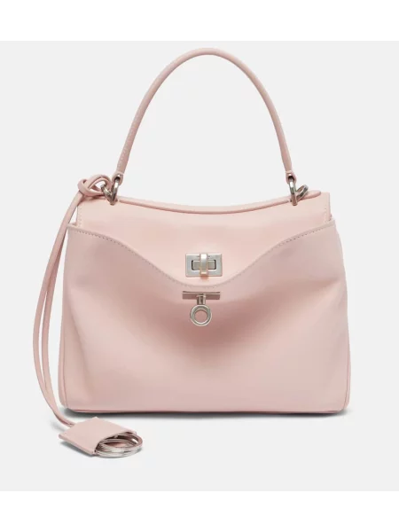 Usnjena usnjena torbica Balenciaga roza