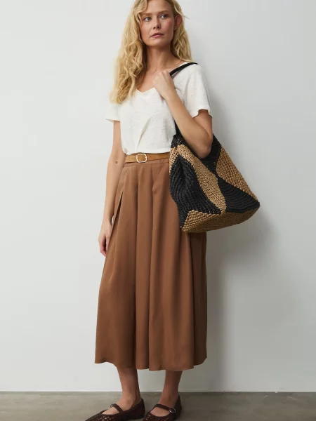 Medicine spódnica plisowana z lyocellu żółta