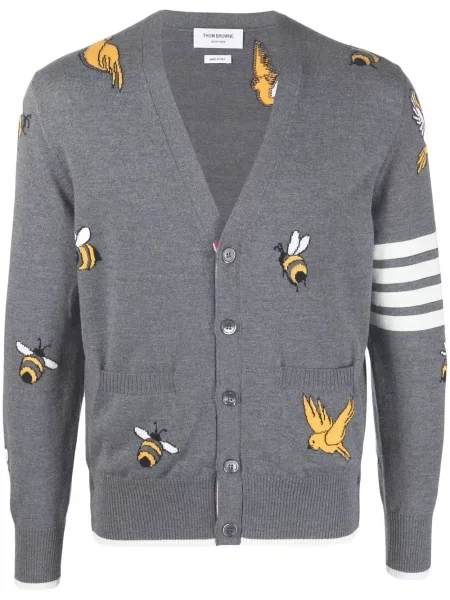 Cardigan Thom Browne cu dungi gri