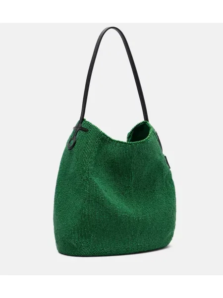 Kožená kabelka Jw Anderson korálky zelená