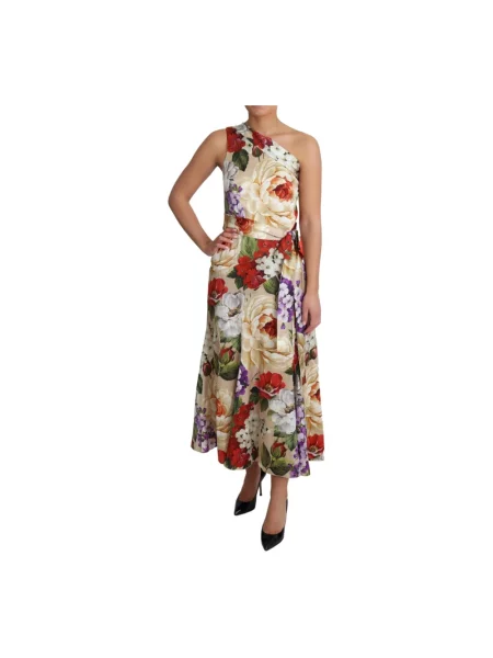 Sukienka Dolce And Gabbana w kwiatki beżowa