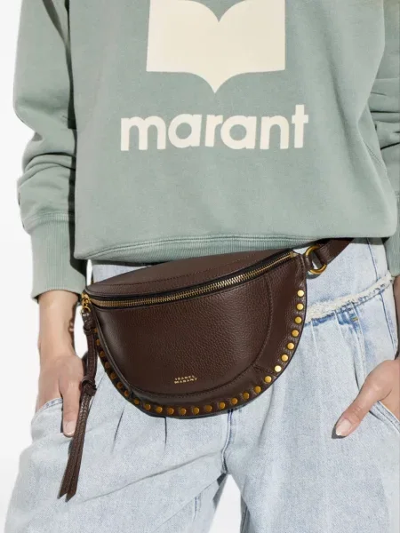 Geantă Isabel Marant din piele maro